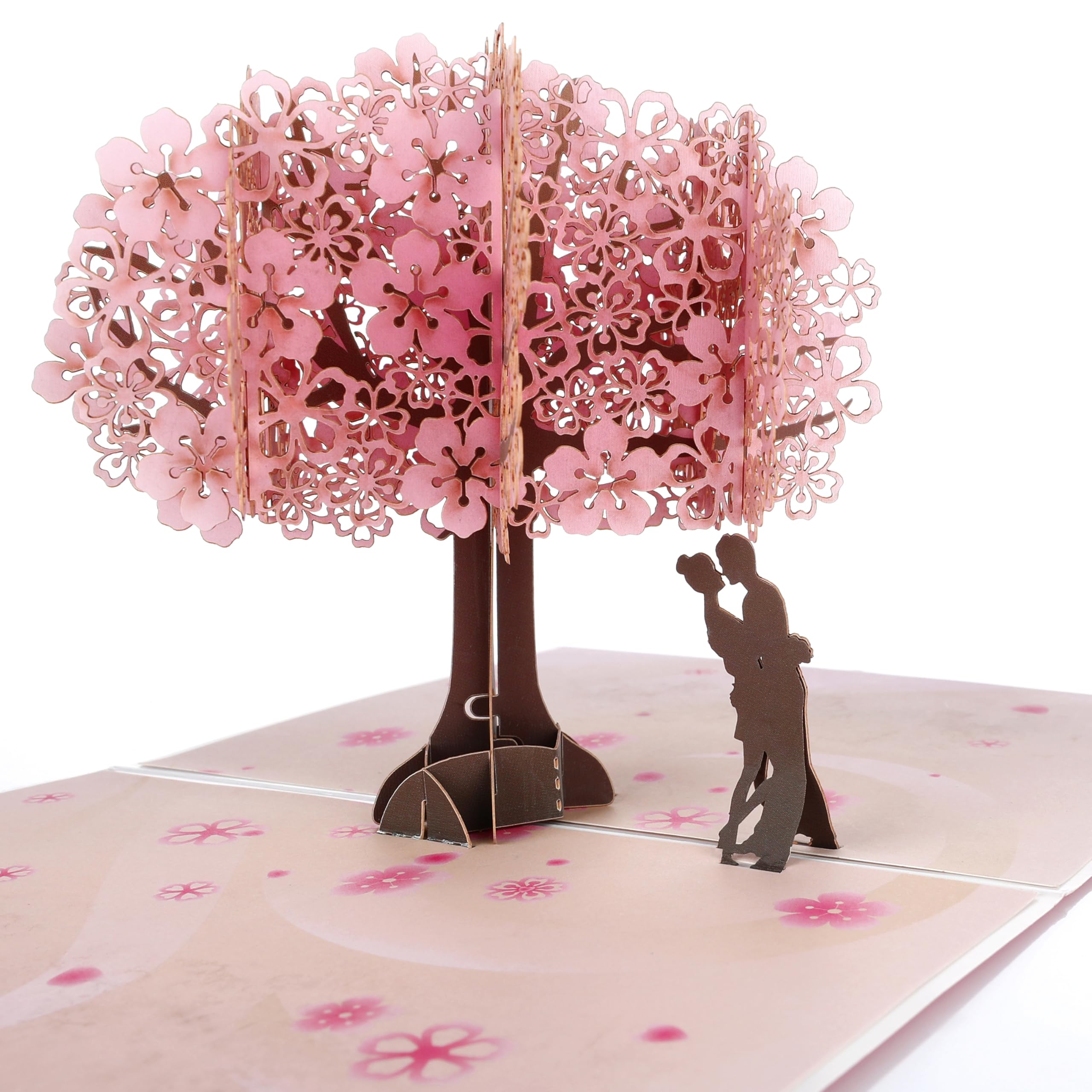 CraftWerk 3D pop-up card cherry blossoms - voucher card for weddings, Valentine's Day and anniversaries - elegant greetings card with envelope