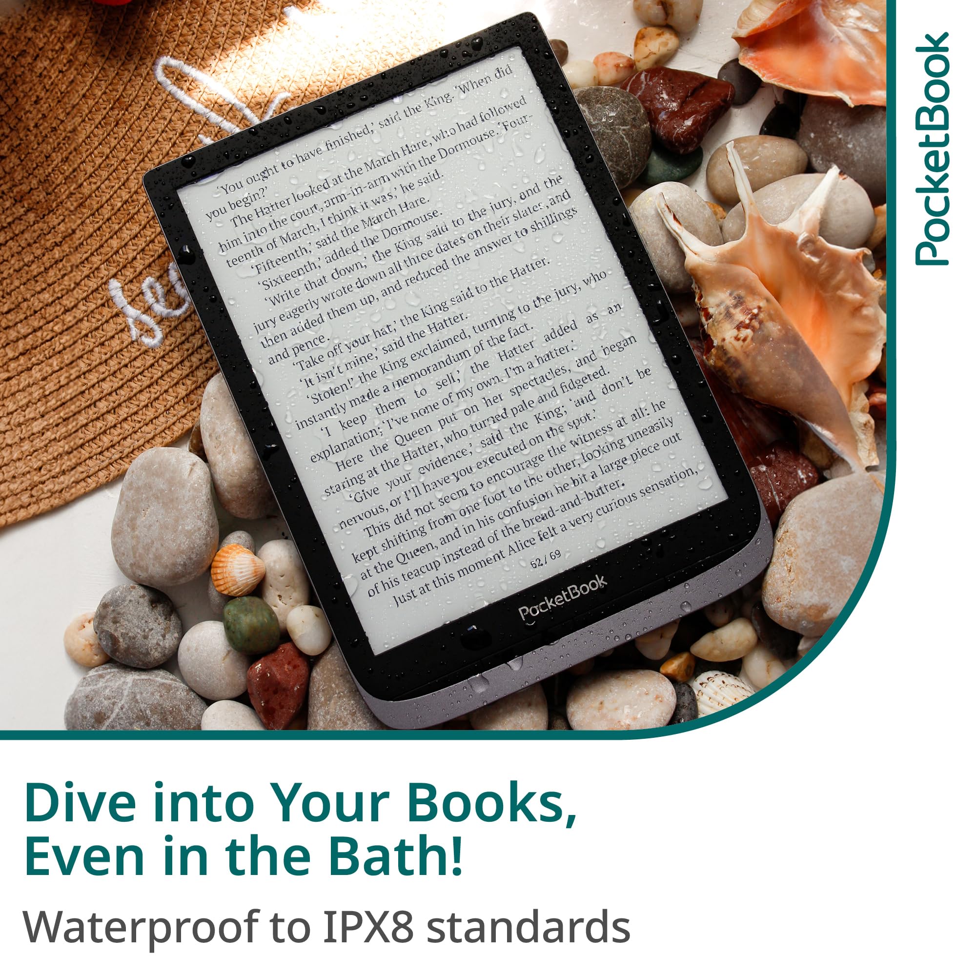 PocketBook InkPad 3 Pro | E-Reader IPX8 Waterproof | Large 7.8? Glare-Free & Eye-Friendly E-Ink Screen | Text-to-Speech Function | Audio Output & Bluetooth | Audiobook & E-Book Reader | SMARTlight