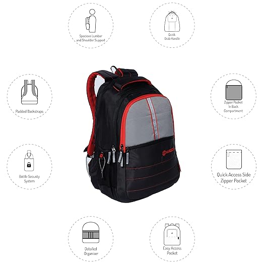 Harissons Go Faster School Bags for Boys and Girls - Teenage Bag for School and College (Black & Light Grey