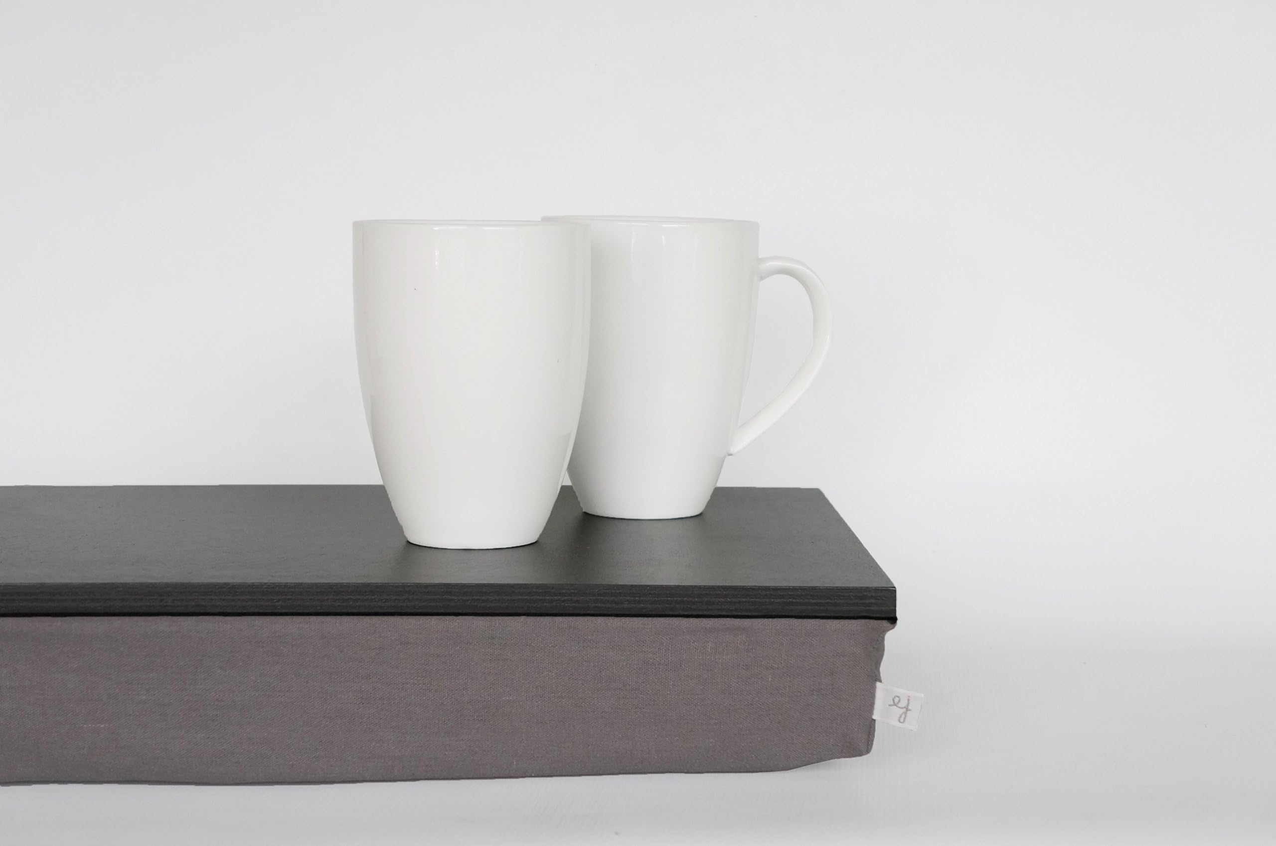 Breakfast in bed serving tray, Laptop Lap Desk, laptop stand- dark grey tray with warm grey Pillow
