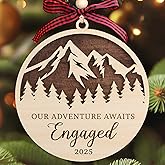Pawzity Engagement Gifts for Couples - Engagement Ornament 2025 - Newly Engaged Gifts for Women, Her, Bride to Be - Fiance Gift Ideas for Women - Wood Our First Christmas Engaged Ornament 2025