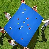Kathfly Blue Hole Tarp Team Building Game 98x70 Inches, 8 Balls | Group Activity for Corporate Training, School Events, Waterproof with Handles, Promotes Teamwork and Communication Skills