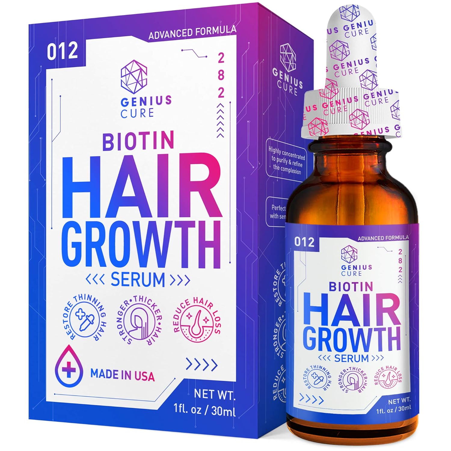 Hair Growth Serum, Hair Growth Treatment, Hair Serum, Hair Loss & Hair Thinning Treatment, Hair Growth Oil Biotin for Stronger, Thicker, Longer Hair 1oz : Beauty