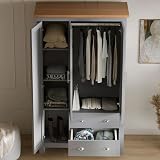Blisswood 3 Piece Bedroom Furniture Set Grey, Wardrobe & Chest of Drawers view 3