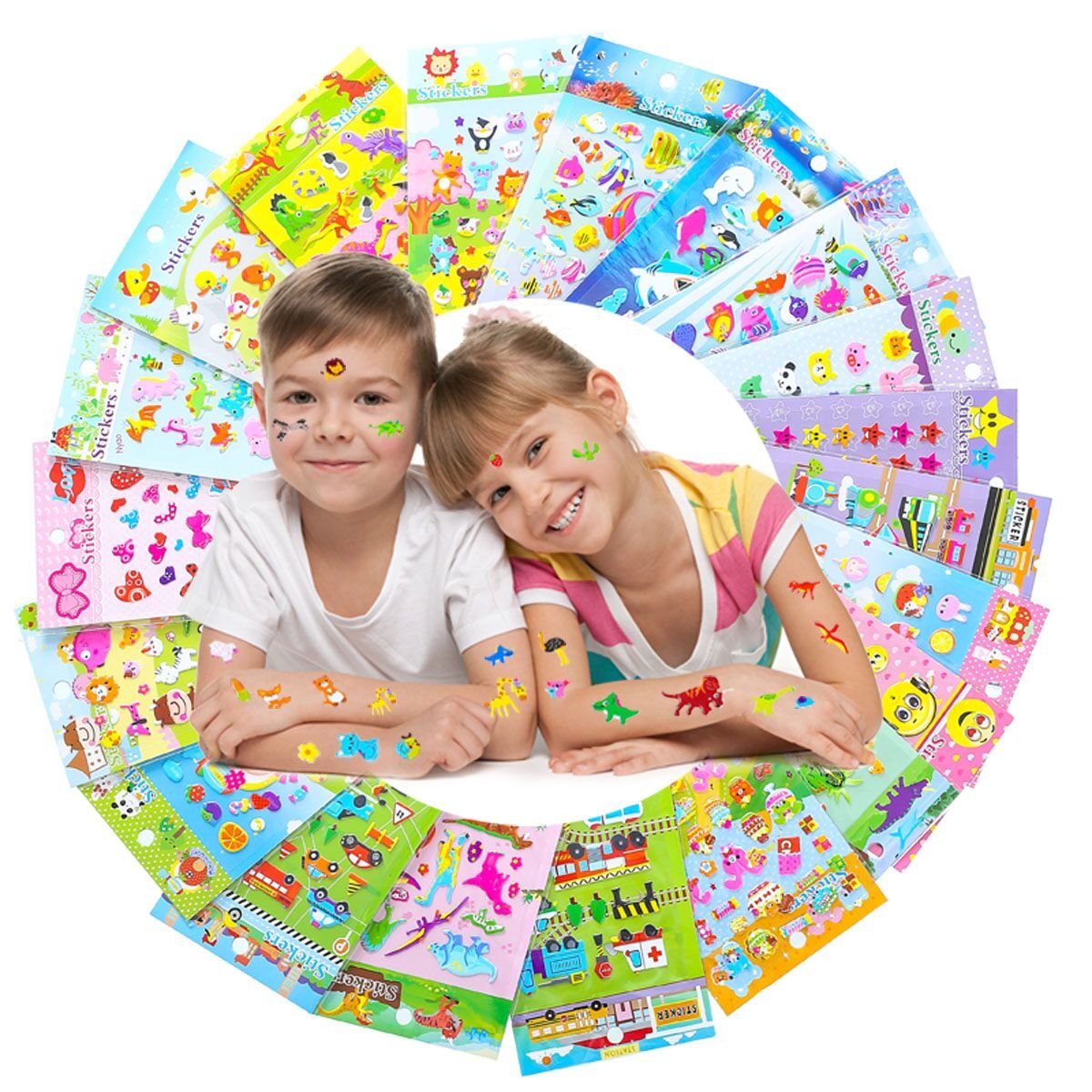 Stickers 1000 + and 20 Different Scenes , 3D Puffy Stickers, Year-Round Sticker Bulk Pack for Teachers School,Students, Toddlers,Scrapbooking, Girl Boy Birthday Present Gift, Including cars and more
