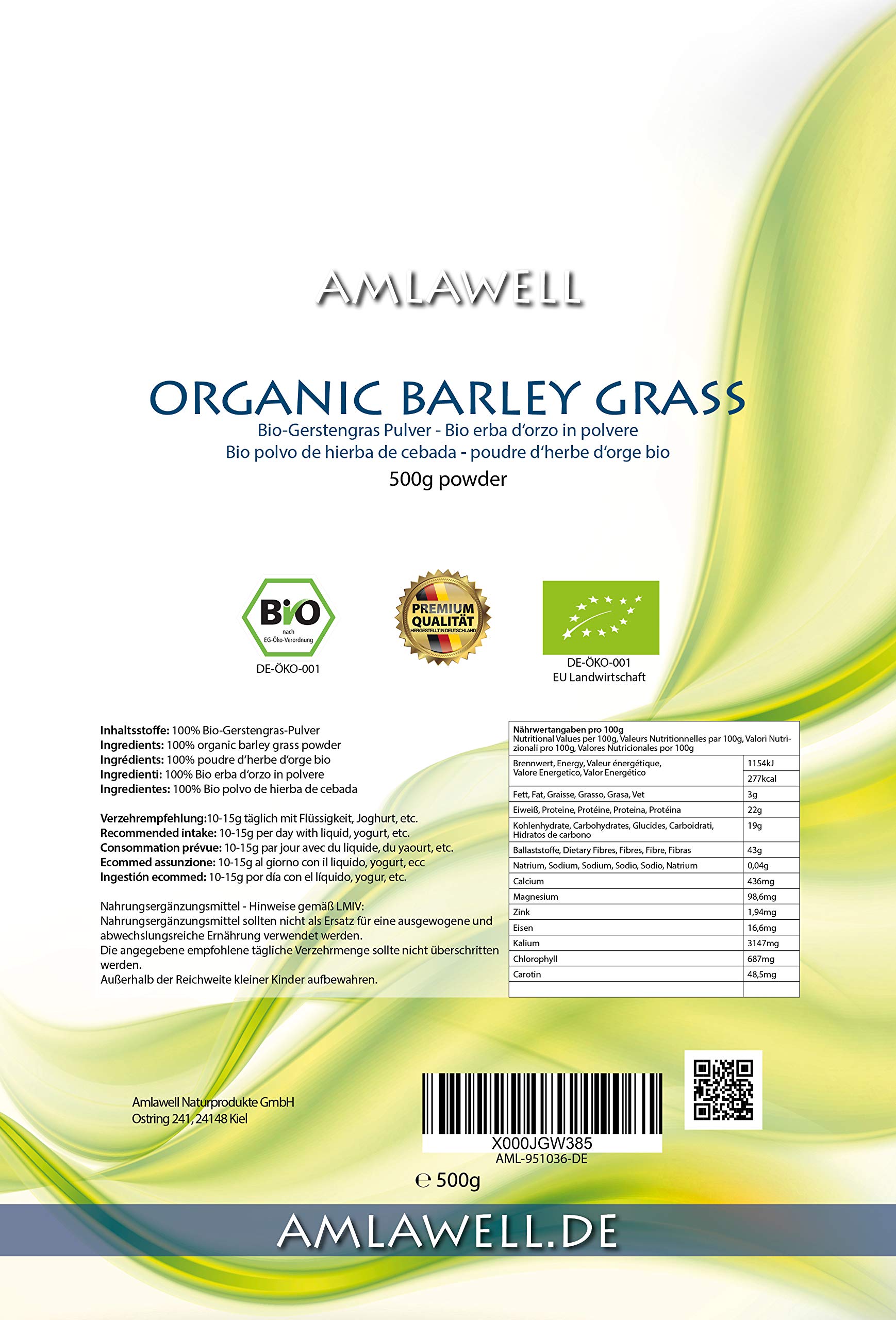 Mua Amlawell Organic Barley Grass Powder 500 G From German Production Raw Quality Certified Organic Barley Grass De 039 Tren Amazon đức Chinh Hang 2021 Fado