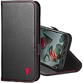 TORRO Leather Case Compatible with Google Pixel 10 Pro XL 6.8” 2025 – Premium Leather Wallet Case with Kickstand and Card Slots (Black with Red Detail)