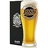 Onebttl 40th Birthday Gifts Men 15oz Beer Glass, 40th Birthday Gifts for Men, Made in 1986