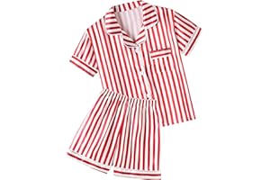 Schbbbta Girls & Womens Silk Pajamas Set, Satin Nightwear Button-Down Sleepwear, 3 Years - Women XXL