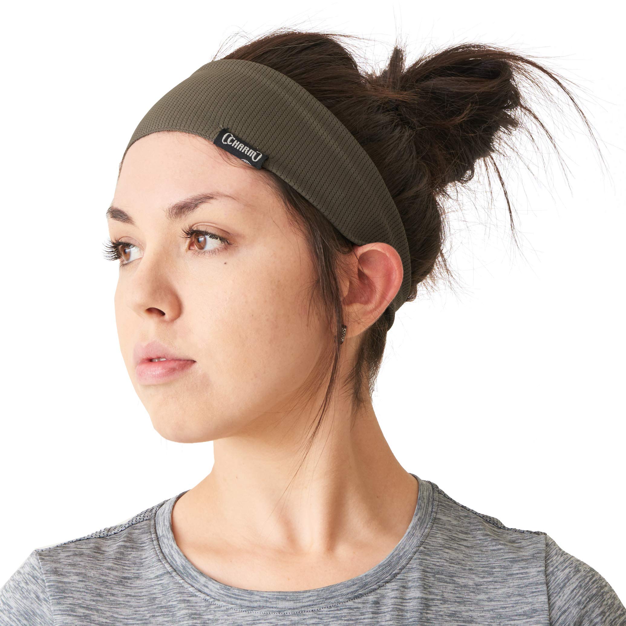 Casualbox | Sports Headband Yoga Hairband Sweat Wicking Moisture Absorbing Khaki(Size: One Size)