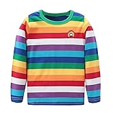 Boys Cotton Long Sleeve T-Shirts Rainbow Striped Shirts