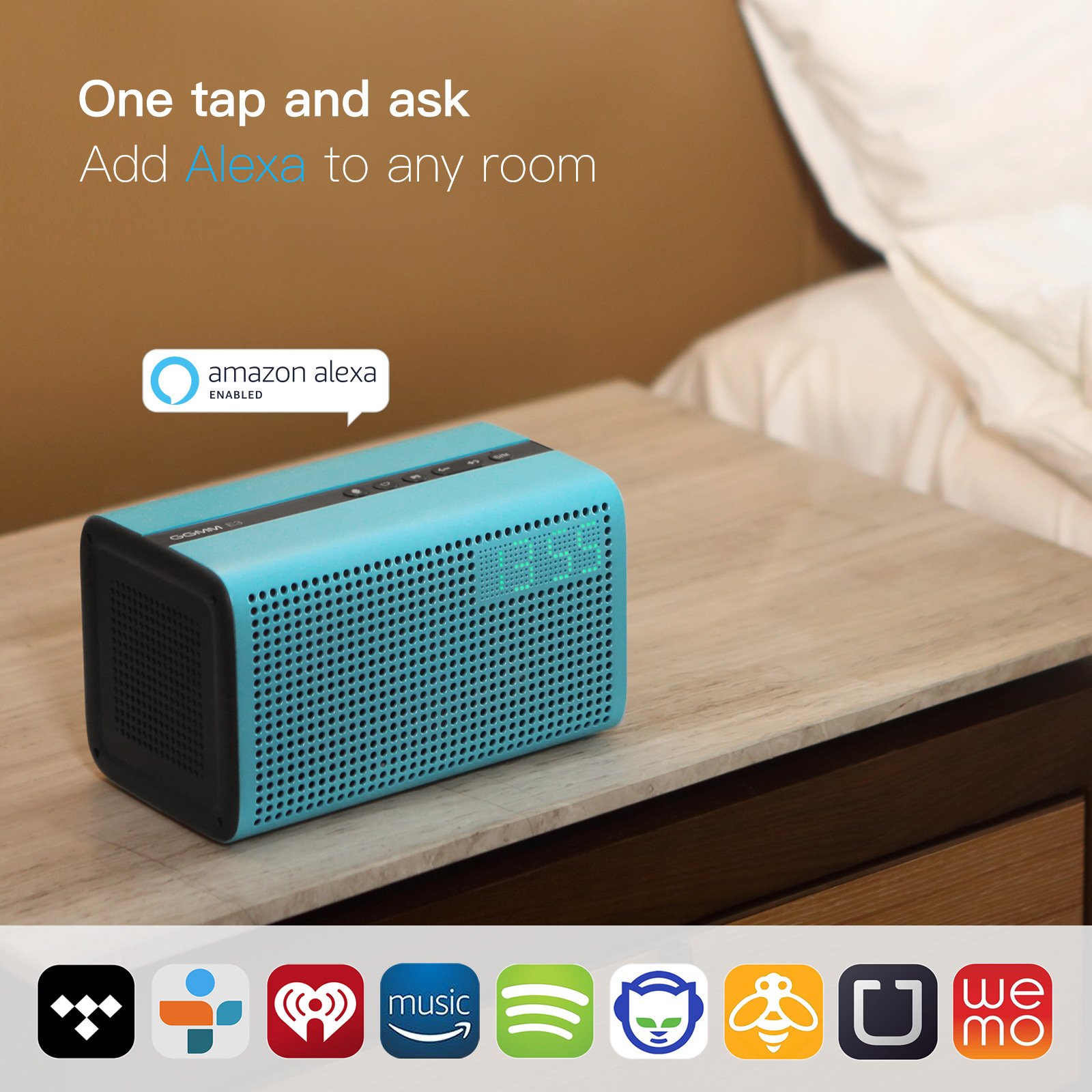 GGMM E3 WiFi Bluetooth Speaker Alexa Builtin Alexa Speaker, Multi Room