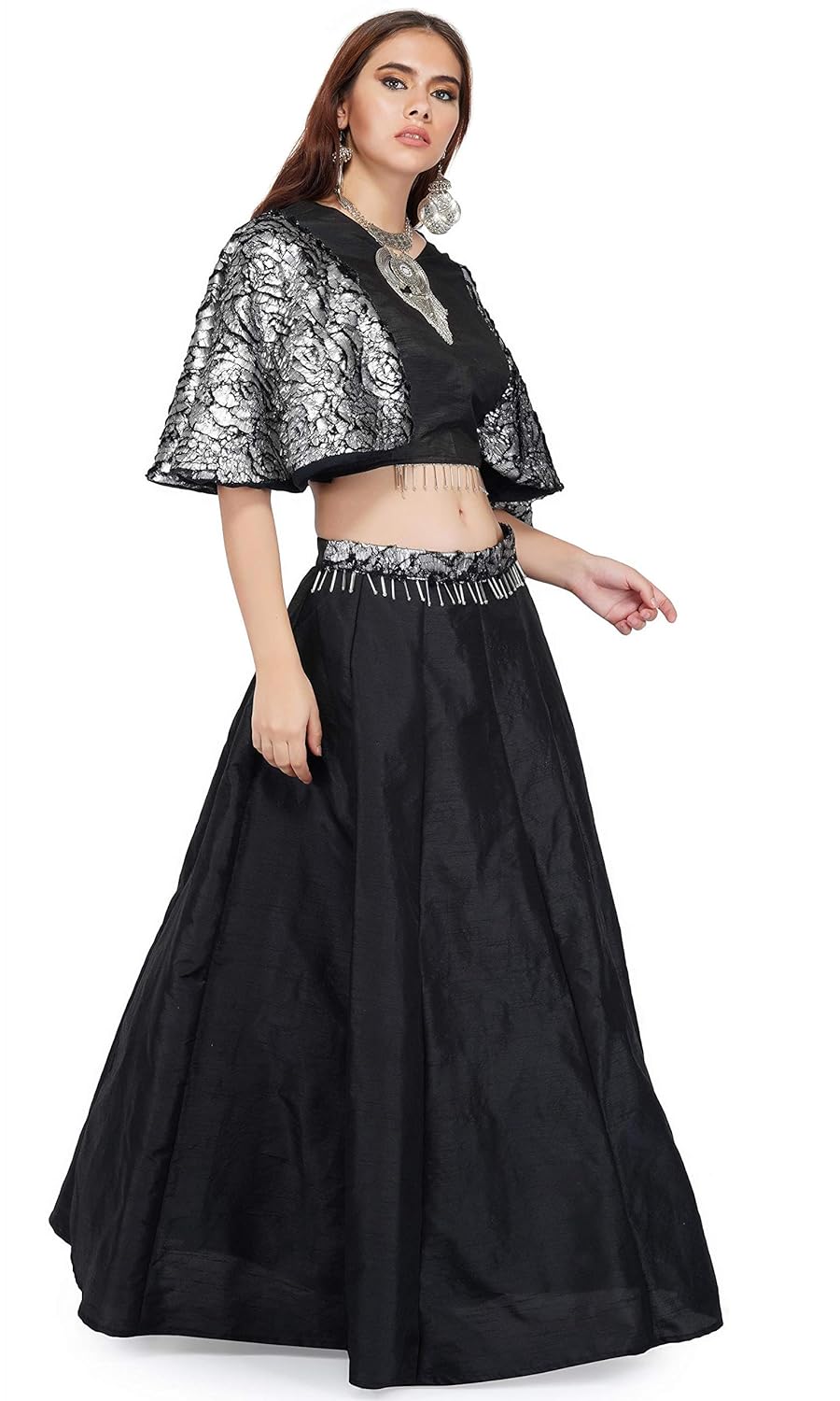 crop top skirt with poncho