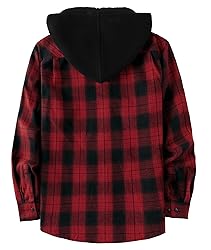 ZITY Men's Flannel Hoodie Shirts Casual Button Down
