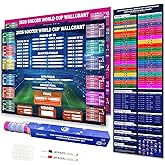 NicceMart World Cup Soccer Ball 2026 Tournament Wallchart Set, 39" x 26" 2 Design All Matches Poster and 39" x 13" Schedule Chart Double Side Printing No Crease for Soccer Party Bar Home Decorations