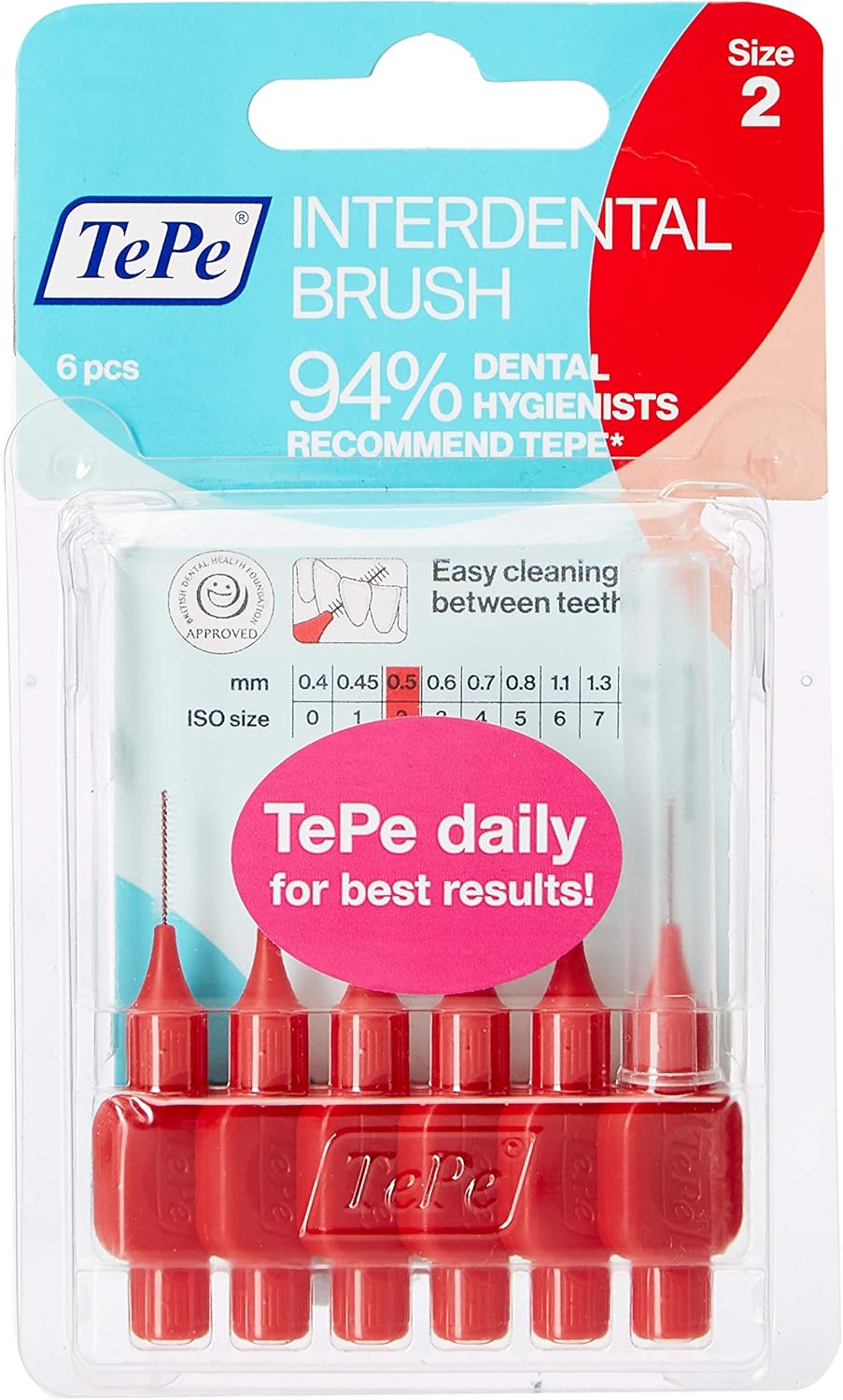 Tepe 0.5 mm Interdent Red Brushes Pack of 6 Amazon.co.uk Health