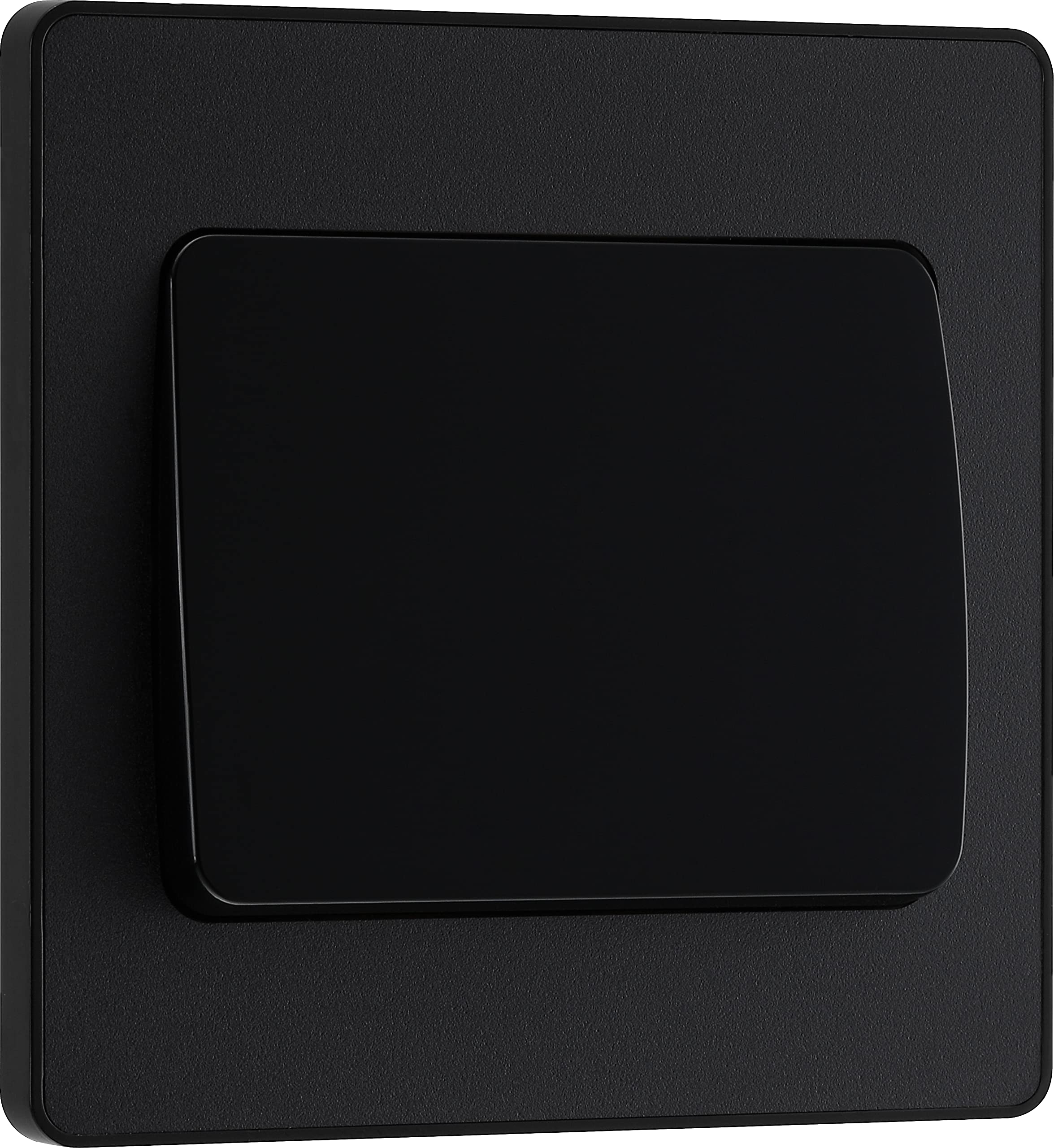 BG Electrical Single Wall Light Switch, Wide Rocker, 2 Way, Screwless Front Plate, Round Edges, Evolve, Matt Black, 20A, 16AX, PCDMB12WB
