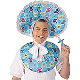 Forum Novelties Big Baby Deluxe Costume Accessory Bib and Bonnet Set, One Size
