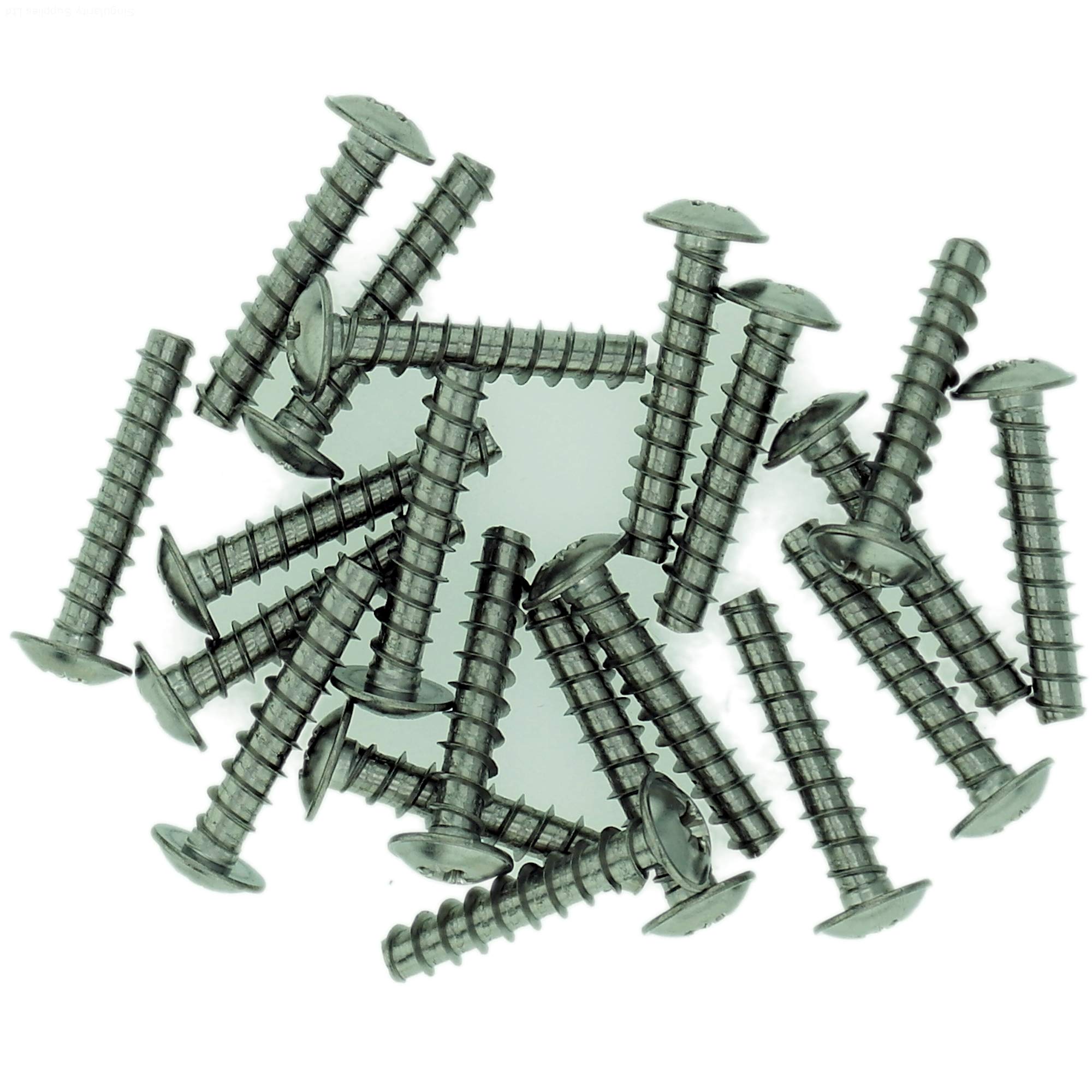 D3.5 (3.5mm x 8mm) Pozi Pan Screws for Plastic (Flanged - Trilobular) - Stainless Steel (A2) (Pack of 20)