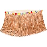 Luau Party Decorations, 1PCS Yellow Hawaiian Table Skirt Party Decorations, Flower 108 X 29.5" Grass Table Skirts Luau Party Favors, Luau Table Skirt for Summer Tropical Hula Parties Decor Accessories