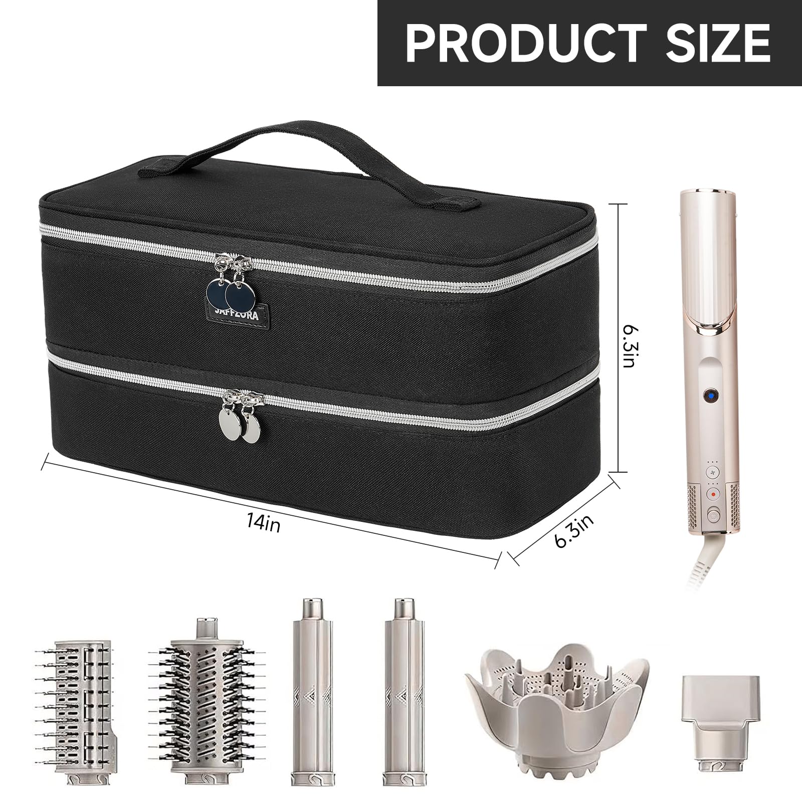 Carrying Case Fits for Shark Flexstyle & Hair Dryer, Travel Storage Bag Compatible with Dyson Supersonic Hair Dryer/Airwrap Styler and Attachments, Black(Bag Only)