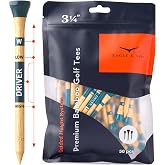 EAGLE &amp; ASH Bamboo Golf Tees with Height Markers, 50 Count | Durable bamboo, stronger than wood. Choose your length: 3 1/4 inch or 2 3/4 inch. Guided Height Markers. For men and women.