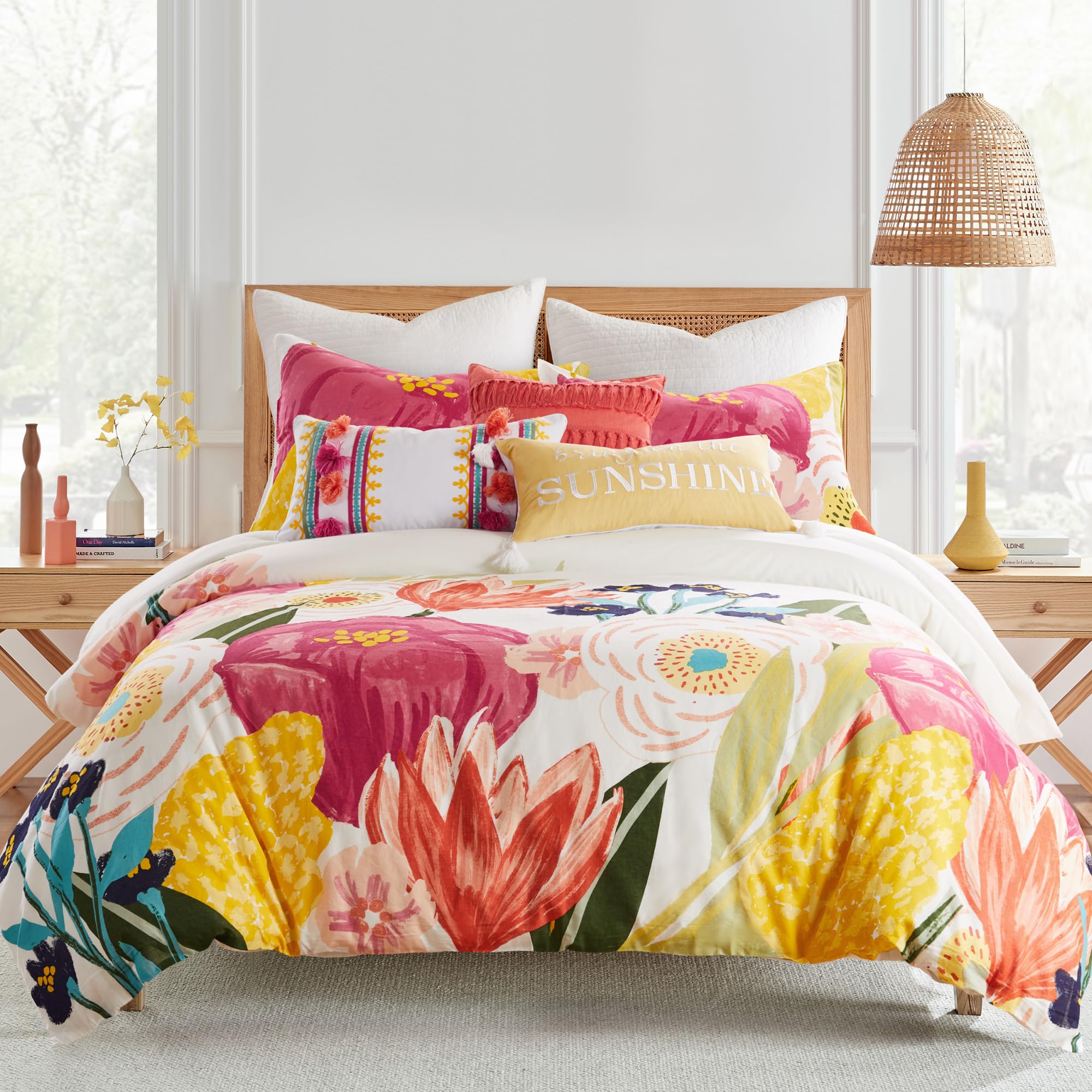 Photo 1 of **HAS MARK ON BACK/MISSING PILLOW CASES***Levtex Home - Grandiflora Comforter Set - King Comforter + Two King Pillow Cases - Multicolor Bold Contemporary Floral - Comforter (106 x 94in.) and Pillow Case (36 x 20in.) - Cotton