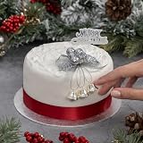 evelay Silver Holly Bells Merry Christmas Cake Topper Set Party Decorations view 7