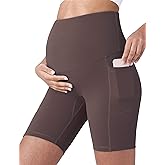 POSHDIVAH Women's Maternity Yoga Shorts Over The Belly Bump Summer Workout Running Active Short Pants with Pockets 5"/8"