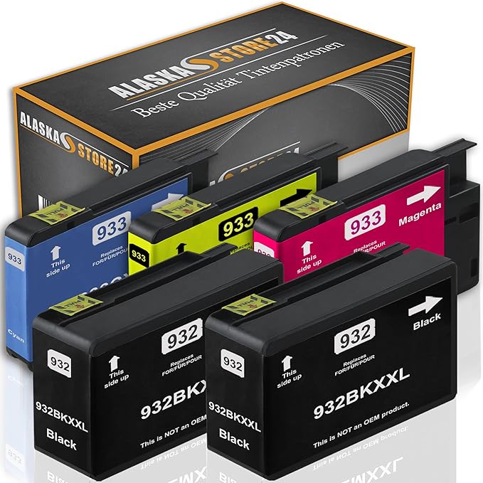 5X Druckerpatronen Komp. Für HP 932 XL 932XL 933 XL 933XL für HP Officejet 6600 6700 6700 Premium 6100 7612 7110 7610 Patrone