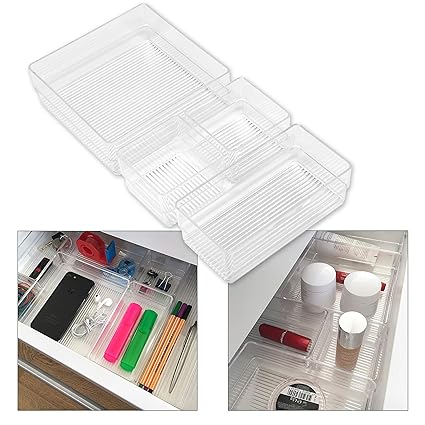 Hausfelder ORDNUNGSLIEBE Schubladen Organizer (4-teiliges Set) Ordnungssystem zur Aufbewahrung für Küche Büro Schminktisch Ko