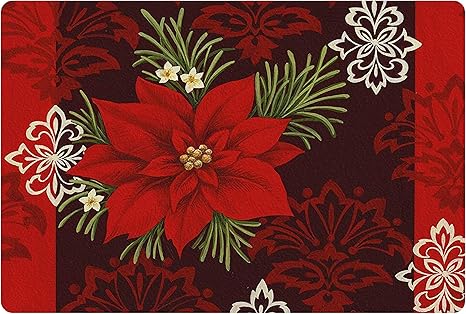 Amazon 高い交通区域のためのクリスマスの赤い花の床のマットの滑り止めのゴム製背部玄関マット 80x50cm 玄関マット オンライン通販