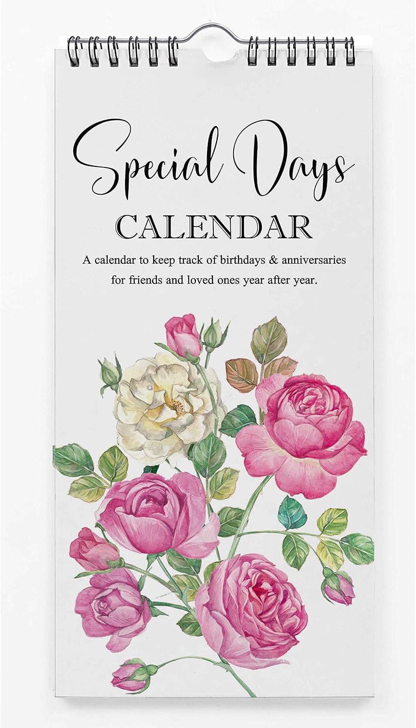 Inkdotpot Floral Perpetual Calendar Birthday Wall Hanging Anniversary Special Event Reminder Calendar Book Journal Stationary Wall Hanging Birthday Gift Card Planner Organizer