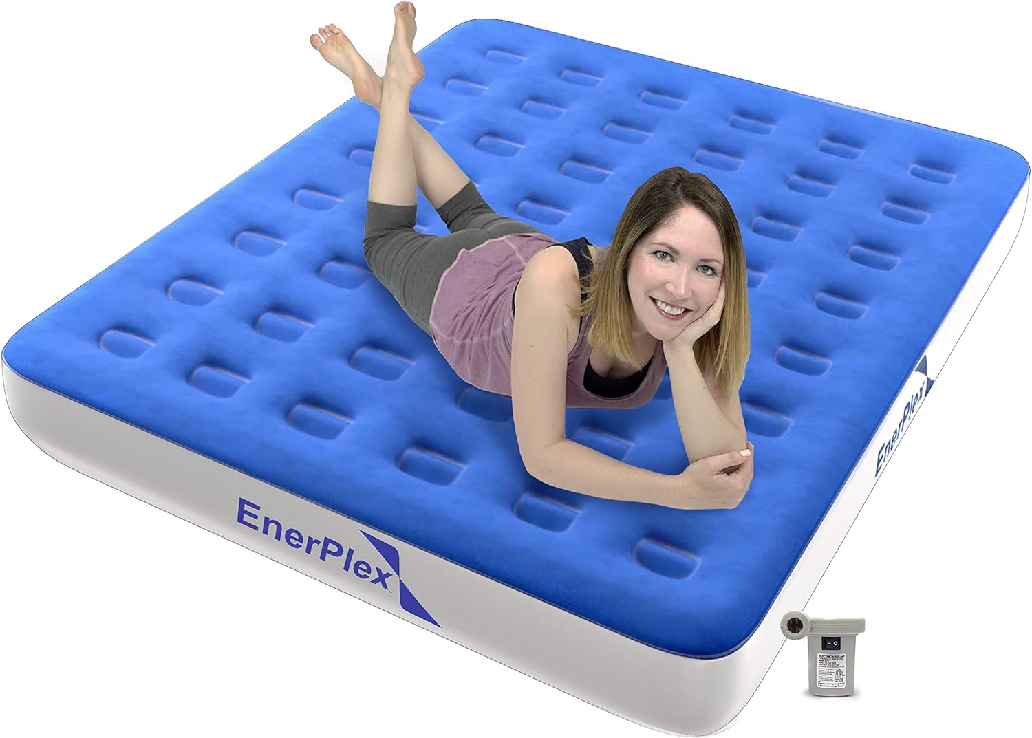 EnerPlex Never-Leak Camping Series Queen Camping Airbed with High Speed Pump Never Queen Size Air Mattress Single High Inflatable Blow Up Bed for Home Camping Travel 2-Year Warranty – Grey/Black: Kitchen & Dining