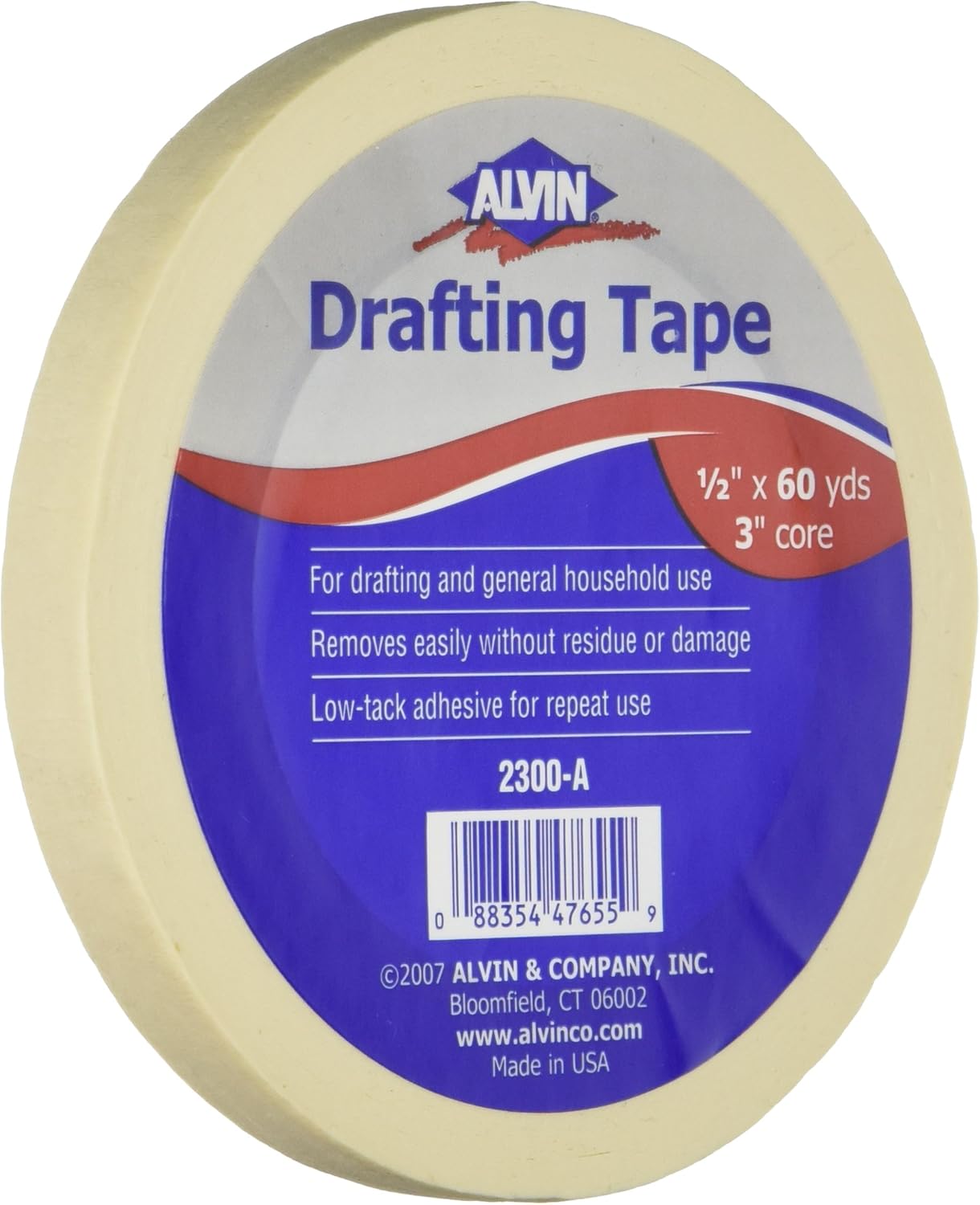 Alvin, 2300-A, Drafting Tape, 0.5" x 60 Yards : Masking Tape : Office Products