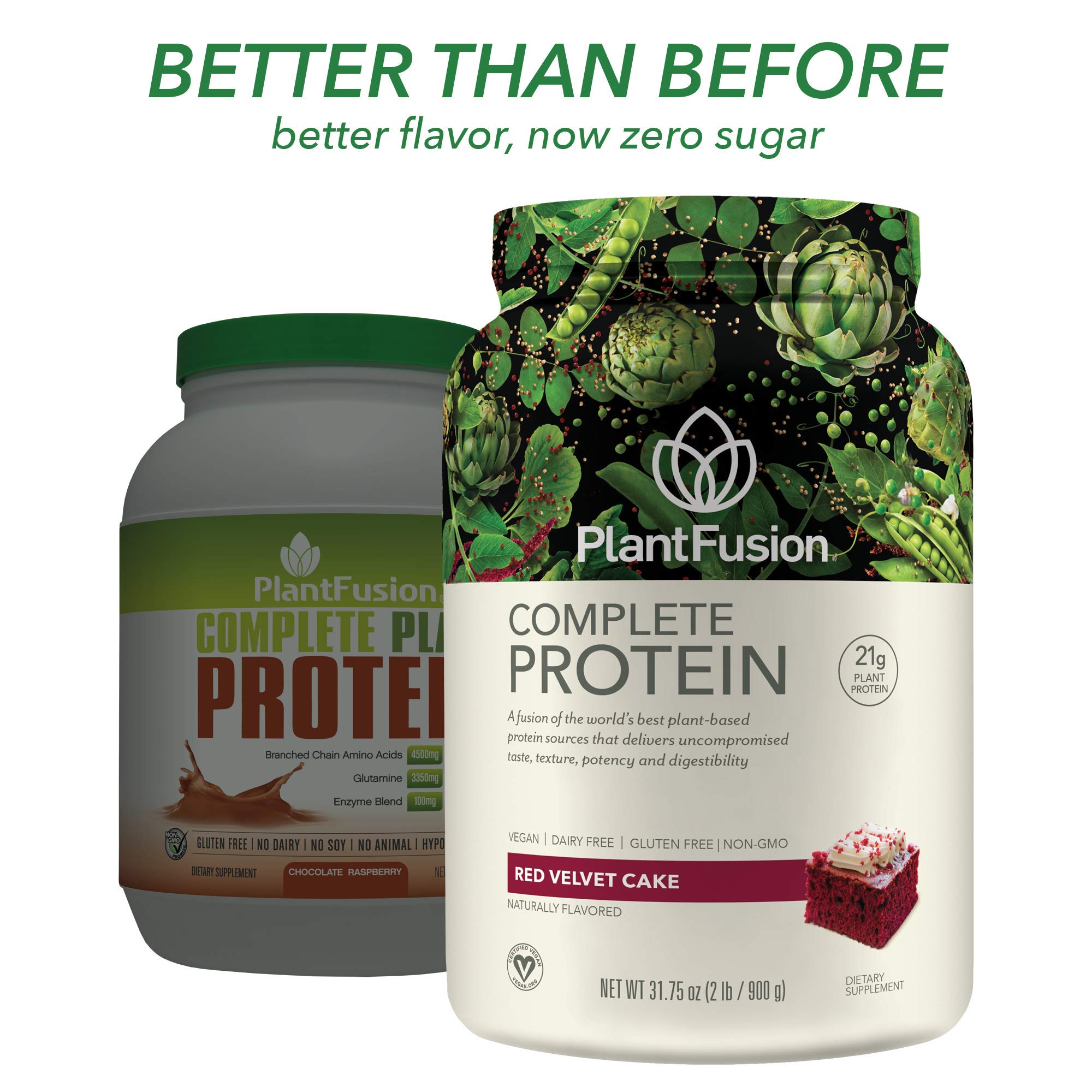 PlantFusion Complete Plant Based Protein Powder, Chocolate Raspberry, 2 Lb Tub, 30 Servings, 1 Count, Gluten Free, Vegan, Non-GMO