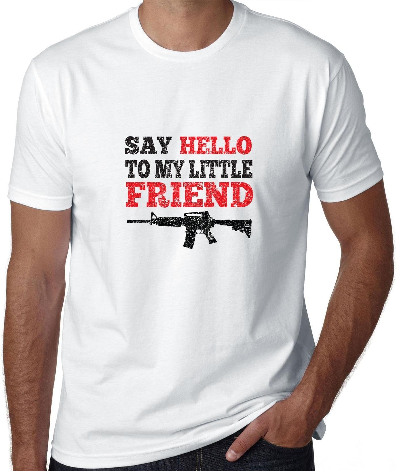 Say Hello To My Little Friend - With Machine Gun Men's T-Shirt