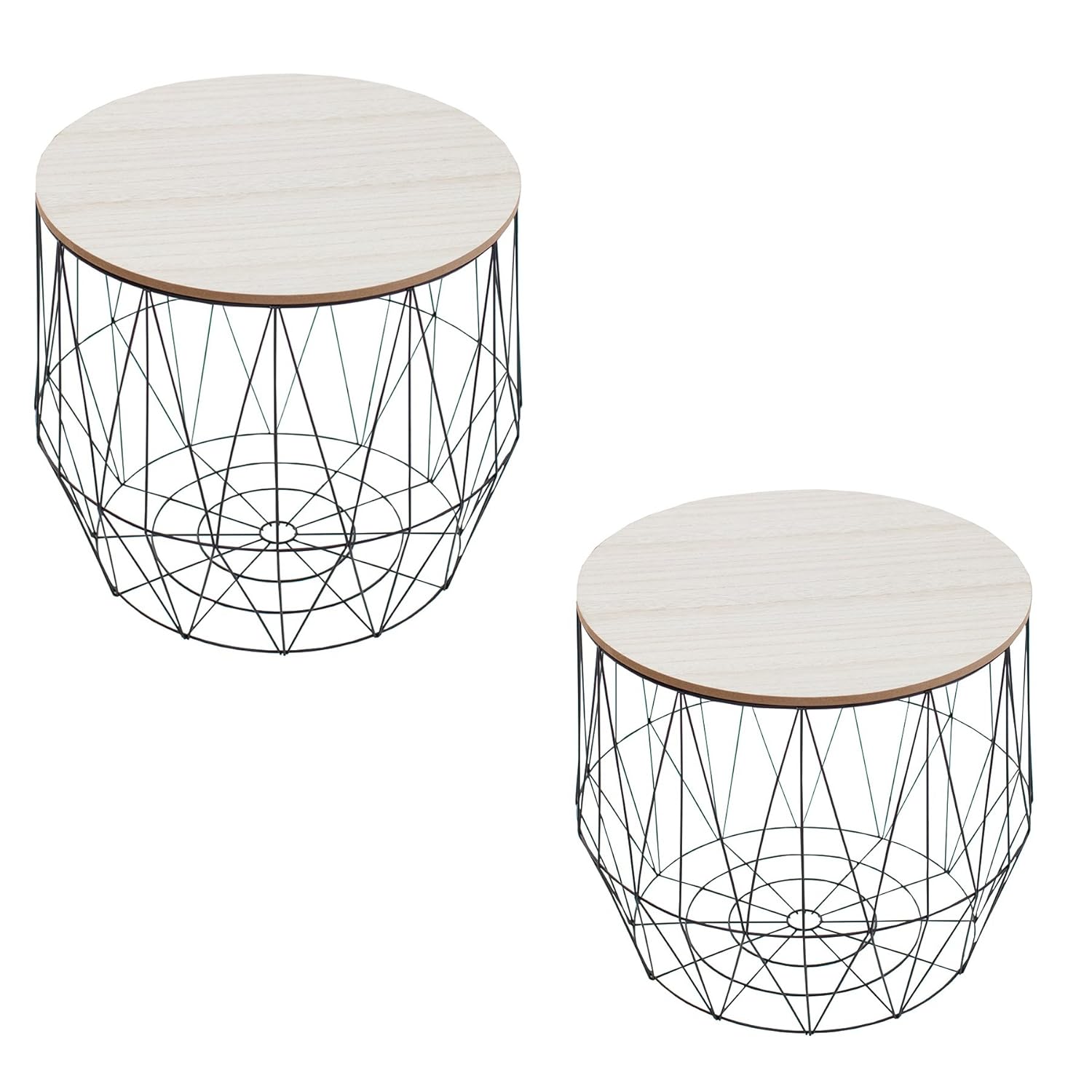 2er set Moderner Couchtische Beistelltische STORAGE schwarz