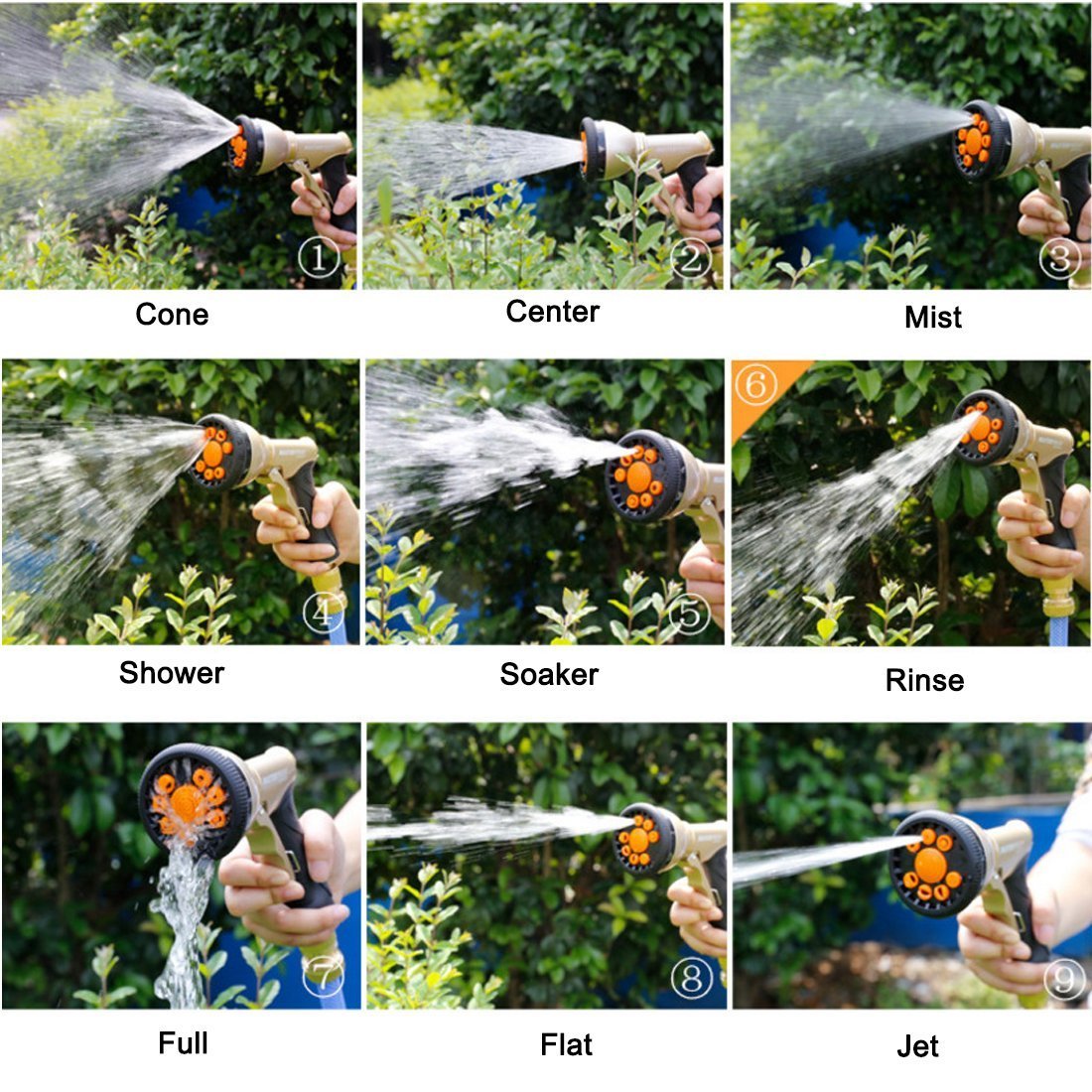 Xndryan Metal Hose Spray Gun﻿, 9 Adjustable Patterns Multi Spray Watering Gun, Heavy Duty Spary Nozzle for Plant Watering/Car Washing/Pet Showering/Sidewalk Cleaning