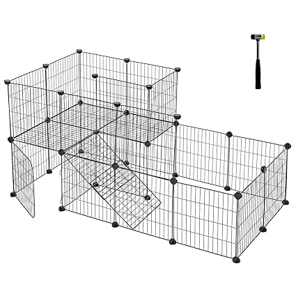 Songmics Recinto Per Animali A 1 Piano E Mezzo Con Porta Recinzione Fai Da Te In Rete Metallica Per Animali Di Piccola Taglia Criceti Conigli Per