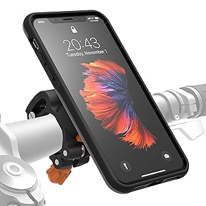 MORPHEUS LABS M4s iPhone X Bike Mount for iPhone Xs, Phone Holder & iPhone X Case, Bicycle Cell Phone Holder, Adjustable, fits Most Handlebars, 360 Rotation Stand, Bike Kit for iPhone X/Xs/10 [Grey]