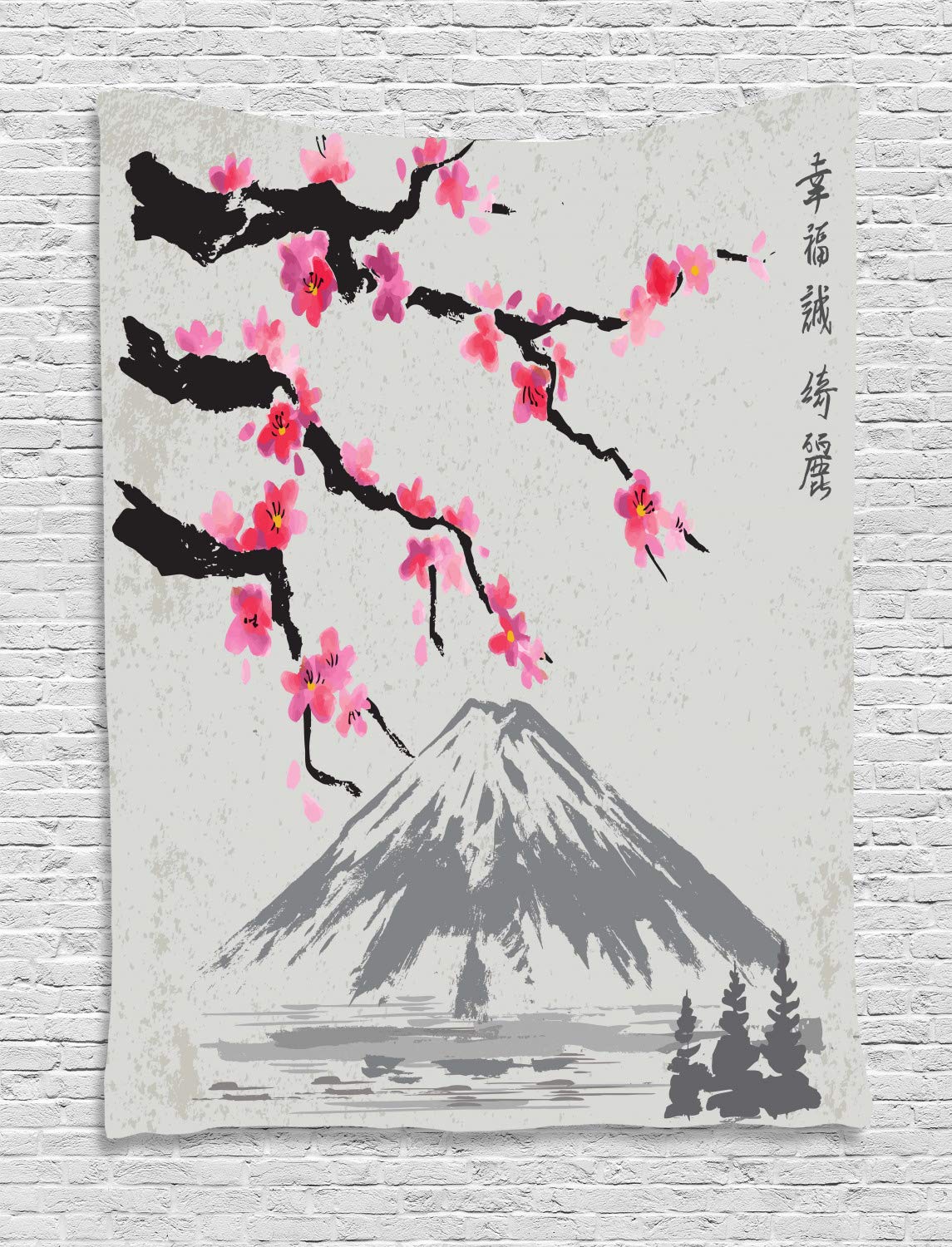 Amazon Com Ambesonne Japanese Tapestry Greyscale Grunge