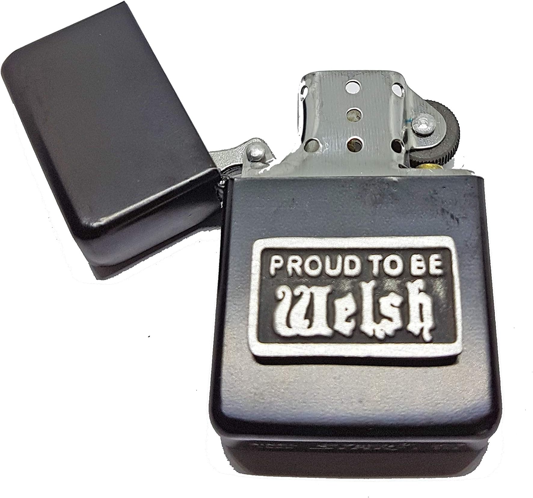 Stoneys Badges Proud To Be Welsh Petrol Lighter in Pouch Patriotic Slogan English Pewter Emblem