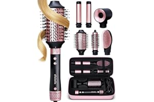 ELLA BELLA® 6 in 1 Professional Hot Air Styler • Powerful Hair Dryer & Straightener Set • Styling Without Heat Damage • Fast Drying Curling Volumizing Straightening • Includes Protective Travel Case