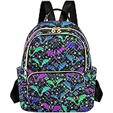 PJGINUIUA Women Fashion Backpack Purse Casual Lightweight Travel Shoulder Bag Psychedelic Bats Rucksack Ladies Bag, Small