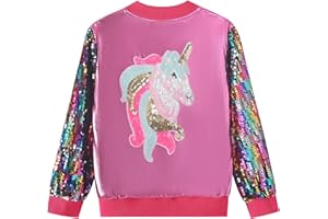 WELAKEN Sequin Jacket for Girls II Kid & Toddler lightweight Flight Jacket Kid's Bomber Jacket