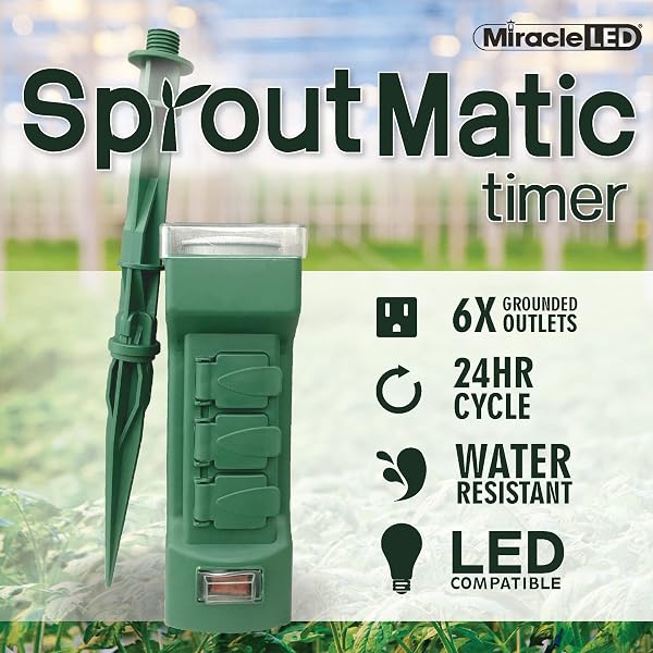 MIRACLE LED PLANT LIFE CYCLE 3-SOCKET SYNCHRONIZED GROW LIGHT KIT WITH 3 BLUE SPECTRUM AND 3 FULL SPECTRUM MULTI-PLANT BULBS WITH SPROUTMATIC TIMER CONTROLS (3 PACK)