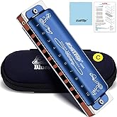 East top Harmonica Key of C, 10 Holes 008K Diatonic Mouth Organ with Blue Case, Standard Harmonica For Adults, Professionals, Beginners and Students, as a Gift