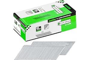 meite 15 Gauge 34 Degree DA Series Smooth Shank Angled Strip Finish Nails 1-3/4 Inch Length 45MM Galvanized Nails for Finish 