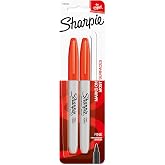 Sharpie Permanent Markers, Fine Point, Orange, 2 Count